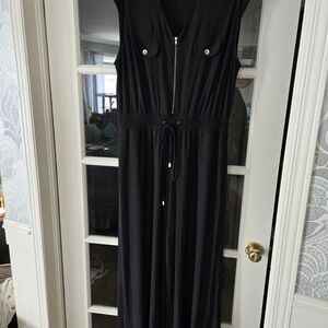 Emma & Michele Black Jumpsuit with Gold Accents